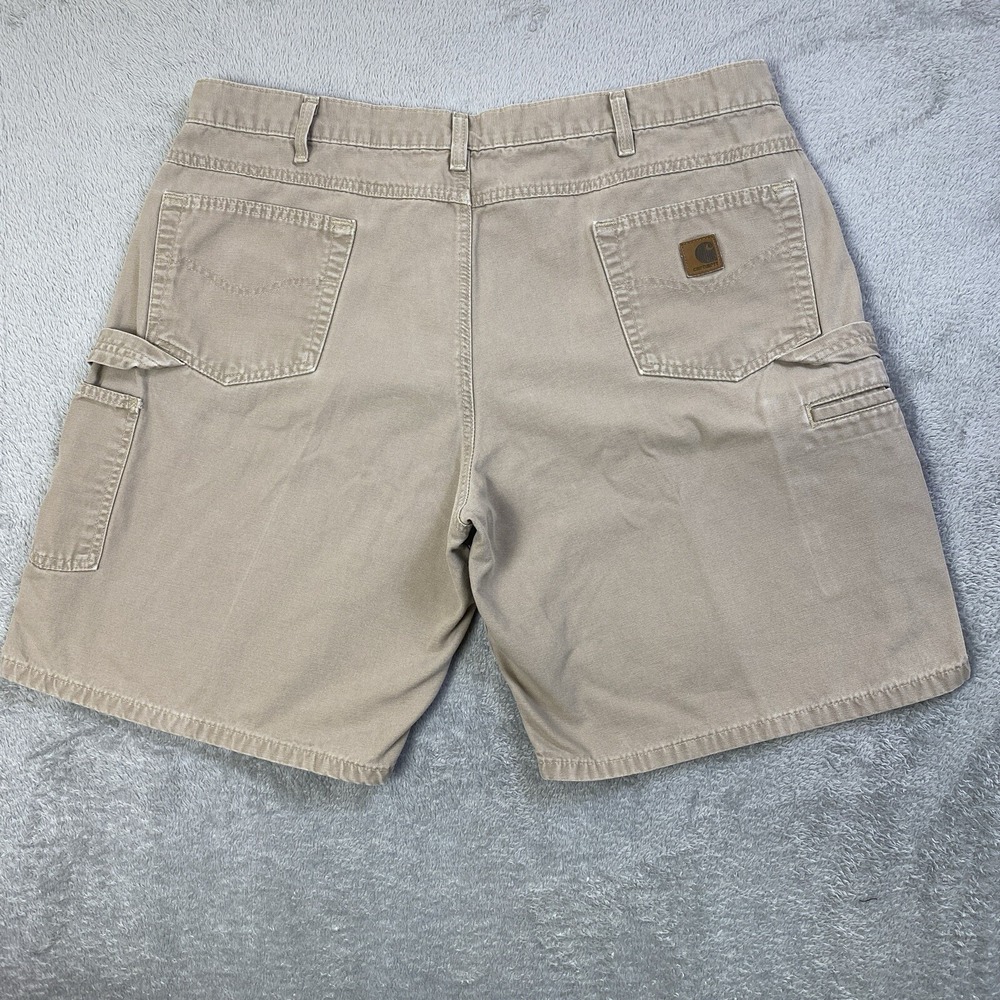 VTG Carhartt Shorts Men Sz 42 Beige Carpenter Cotton Rugged Canvas Work Short
